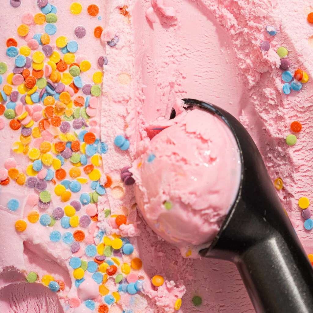 Candyfloss confetti flavour ice cream